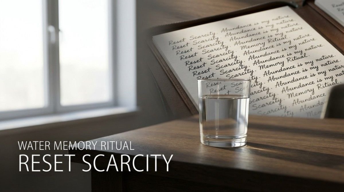 Glass of water next to handwritten affirmations for money mindset reset