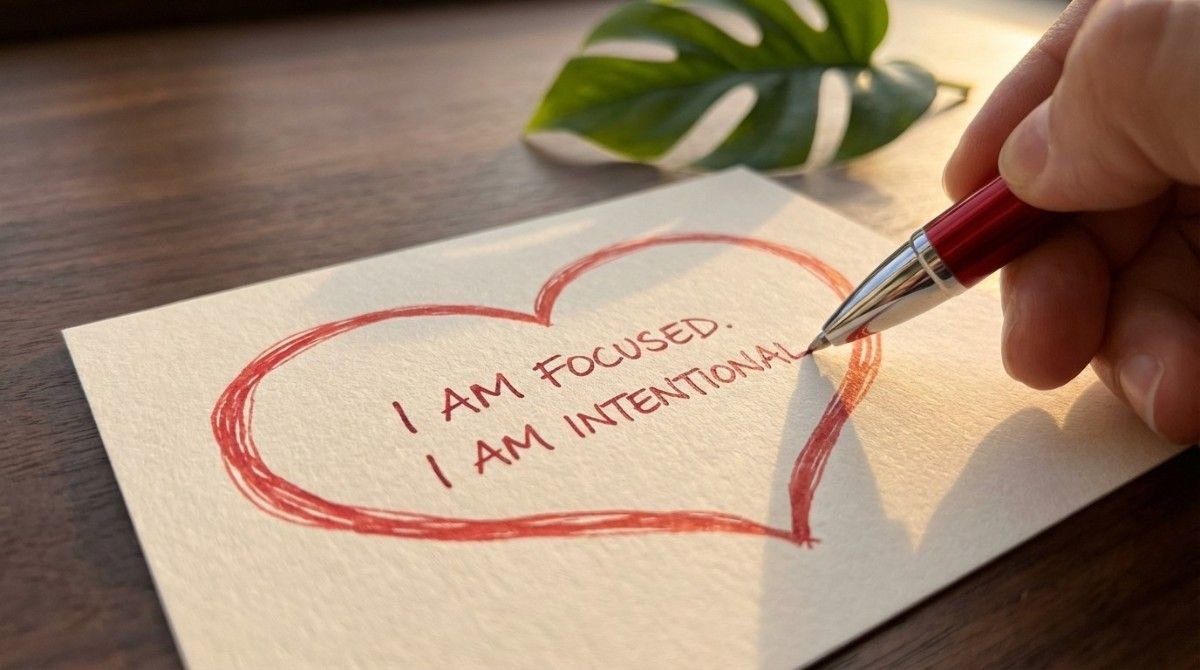 A close up of a person using a red pen to perform the Red Pen Protocol for financial identity stabilization.
