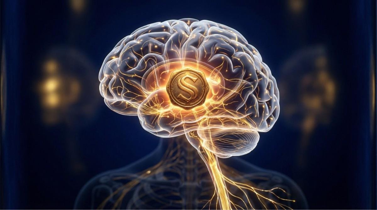 Minimal gold seal symbol representing subconscious baseline rewiring for wealth identity